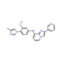 COc1cc(Nc2cccn3cc(-c4cccnc4)nc23)ccc1-n1cnc(C)c1 ZINC000095578121