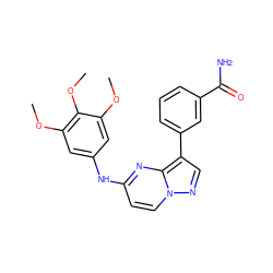 COc1cc(Nc2ccn3ncc(-c4cccc(C(N)=O)c4)c3n2)cc(OC)c1OC ZINC000138287712