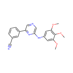 COc1cc(Nc2cncc(-c3cccc(C#N)c3)n2)cc(OC)c1OC ZINC000035950336