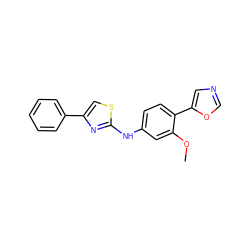 COc1cc(Nc2nc(-c3ccccc3)cs2)ccc1-c1cnco1 ZINC000013860205