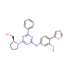 COc1cc(Nc2nc(-c3ccccc3)nc(N3CCC[C@H]3CO)n2)ccc1-c1cnco1 ZINC000013445167