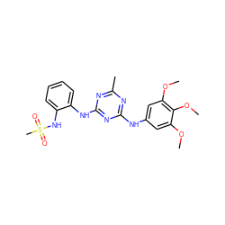 COc1cc(Nc2nc(C)nc(Nc3ccccc3NS(C)(=O)=O)n2)cc(OC)c1OC ZINC000096273899