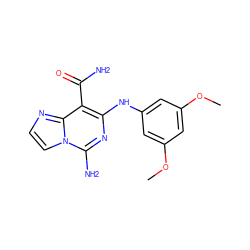 COc1cc(Nc2nc(N)n3ccnc3c2C(N)=O)cc(OC)c1 ZINC000040934939