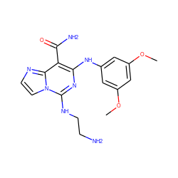 COc1cc(Nc2nc(NCCN)n3ccnc3c2C(N)=O)cc(OC)c1 ZINC000040413299