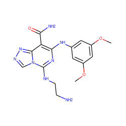 COc1cc(Nc2nc(NCCN)n3cnnc3c2C(N)=O)cc(OC)c1 ZINC000034096356