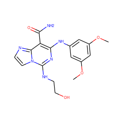 COc1cc(Nc2nc(NCCO)n3ccnc3c2C(N)=O)cc(OC)c1 ZINC000040934941