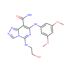 COc1cc(Nc2nc(NCCO)n3cnnc3c2C(N)=O)cc(OC)c1 ZINC000040406803