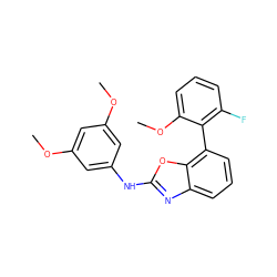 COc1cc(Nc2nc3cccc(-c4c(F)cccc4OC)c3o2)cc(OC)c1 ZINC000169326836