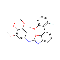 COc1cc(Nc2nc3cccc(-c4c(F)cccc4OC)c3o2)cc(OC)c1OC ZINC000098208216