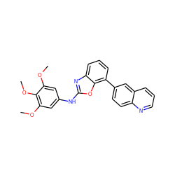 COc1cc(Nc2nc3cccc(-c4ccc5ncccc5c4)c3o2)cc(OC)c1OC ZINC000049793052