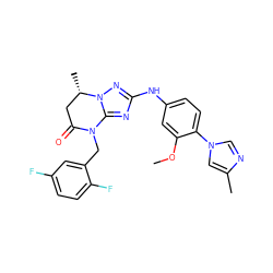 COc1cc(Nc2nc3n(n2)[C@@H](C)CC(=O)N3Cc2cc(F)ccc2F)ccc1-n1cnc(C)c1 ZINC000299825116