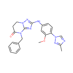 COc1cc(Nc2nc3n(n2)CCC(=O)N3Cc2ccccc2)ccc1-n1cnc(C)n1 ZINC000299835892