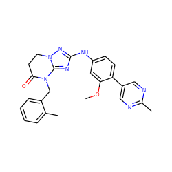 COc1cc(Nc2nc3n(n2)CCC(=O)N3Cc2ccccc2C)ccc1-c1cnc(C)nc1 ZINC000299825288