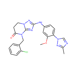 COc1cc(Nc2nc3n(n2)CCC(=O)N3Cc2ccccc2Cl)ccc1-n1cnc(C)n1 ZINC000299833519