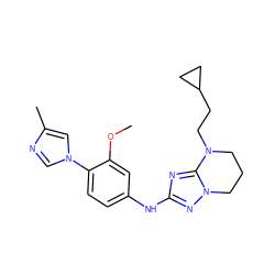 COc1cc(Nc2nc3n(n2)CCCN3CCC2CC2)ccc1-n1cnc(C)c1 ZINC000299831641