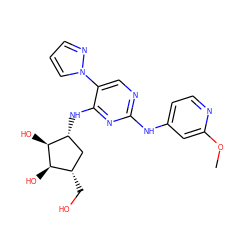 COc1cc(Nc2ncc(-n3cccn3)c(N[C@@H]3C[C@H](CO)[C@@H](O)[C@H]3O)n2)ccn1 ZINC000473096945