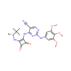 COc1cc(Nc2ncc(C#N)c(Nc3c(N[C@H](C)C(C)(C)C)c(=O)c3=O)n2)cc(OC)c1OC ZINC000101595793