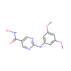 COc1cc(Nc2ncc(C(=O)NO)cn2)cc(OC)c1 ZINC000166703739