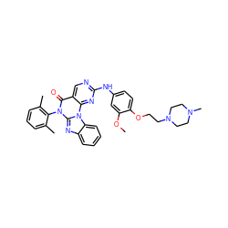 COc1cc(Nc2ncc3c(=O)n(-c4c(C)cccc4C)c4nc5ccccc5n4c3n2)ccc1OCCN1CCN(C)CC1 ZINC000029135950