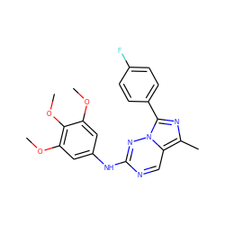 COc1cc(Nc2ncc3c(C)nc(-c4ccc(F)cc4)n3n2)cc(OC)c1OC ZINC000038346622