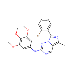 COc1cc(Nc2ncc3c(C)nc(-c4ccccc4Br)n3n2)cc(OC)c1OC ZINC000040423068