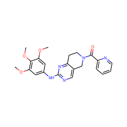 COc1cc(Nc2ncc3c(n2)CCN(C(=O)c2ccccn2)C3)cc(OC)c1OC ZINC001772638923