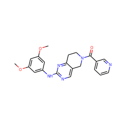 COc1cc(Nc2ncc3c(n2)CCN(C(=O)c2cccnc2)C3)cc(OC)c1 ZINC001772648144