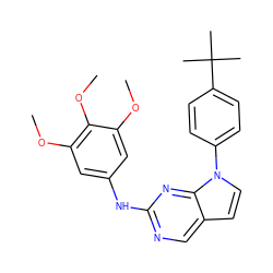 COc1cc(Nc2ncc3ccn(-c4ccc(C(C)(C)C)cc4)c3n2)cc(OC)c1OC ZINC000036348811