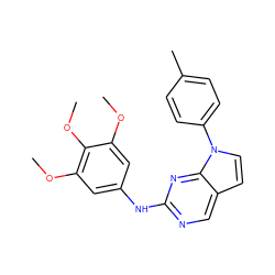 COc1cc(Nc2ncc3ccn(-c4ccc(C)cc4)c3n2)cc(OC)c1OC ZINC000036348754