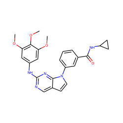 COc1cc(Nc2ncc3ccn(-c4cccc(C(=O)NC5CC5)c4)c3n2)cc(OC)c1OC ZINC000036348775