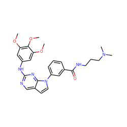 COc1cc(Nc2ncc3ccn(-c4cccc(C(=O)NCCCN(C)C)c4)c3n2)cc(OC)c1OC ZINC000034534380