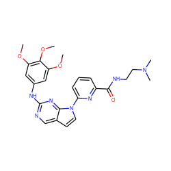 COc1cc(Nc2ncc3ccn(-c4cccc(C(=O)NCCN(C)C)n4)c3n2)cc(OC)c1OC ZINC000036348800