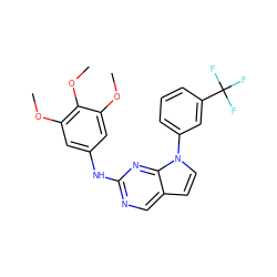 COc1cc(Nc2ncc3ccn(-c4cccc(C(F)(F)F)c4)c3n2)cc(OC)c1OC ZINC000036348807