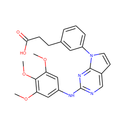 COc1cc(Nc2ncc3ccn(-c4cccc(CCC(=O)O)c4)c3n2)cc(OC)c1OC ZINC000036348748