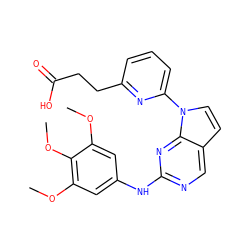 COc1cc(Nc2ncc3ccn(-c4cccc(CCC(=O)O)n4)c3n2)cc(OC)c1OC ZINC000036348791