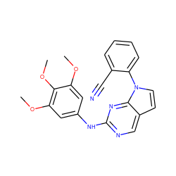 COc1cc(Nc2ncc3ccn(-c4ccccc4C#N)c3n2)cc(OC)c1OC ZINC000036348684