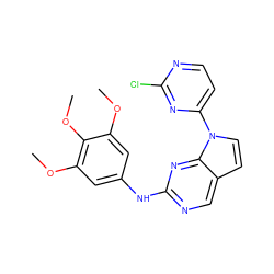 COc1cc(Nc2ncc3ccn(-c4ccnc(Cl)n4)c3n2)cc(OC)c1OC ZINC000036348667