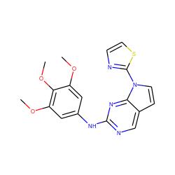 COc1cc(Nc2ncc3ccn(-c4nccs4)c3n2)cc(OC)c1OC ZINC000036348607