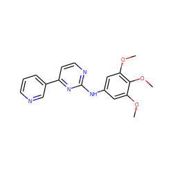 COc1cc(Nc2nccc(-c3cccnc3)n2)cc(OC)c1OC ZINC000026994707