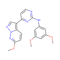 COc1cc(Nc2nccc(-c3cnn4nc(OC)ccc34)n2)cc(OC)c1 ZINC000013582627