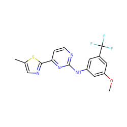 COc1cc(Nc2nccc(-c3ncc(C)s3)n2)cc(C(F)(F)F)c1 ZINC000040379232