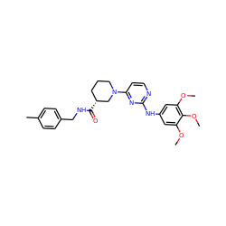 COc1cc(Nc2nccc(N3CCC[C@@H](C(=O)NCc4ccc(C)cc4)C3)n2)cc(OC)c1OC ZINC000084587162