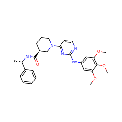 COc1cc(Nc2nccc(N3CCC[C@H](C(=O)N[C@@H](C)c4ccccc4)C3)n2)cc(OC)c1OC ZINC000084587977