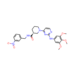 COc1cc(Nc2nccc(N3CCC[C@H](C(=O)NCc4cccc([N+](=O)[O-])c4)C3)n2)cc(OC)c1OC ZINC000084616841