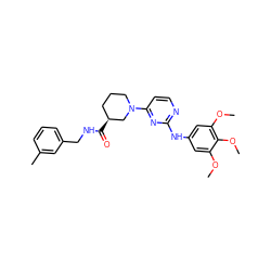 COc1cc(Nc2nccc(N3CCC[C@H](C(=O)NCc4cccc(C)c4)C3)n2)cc(OC)c1OC ZINC000084634609