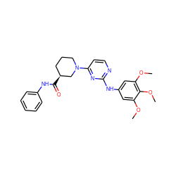 COc1cc(Nc2nccc(N3CCC[C@H](C(=O)Nc4ccccc4)C3)n2)cc(OC)c1OC ZINC000084618398