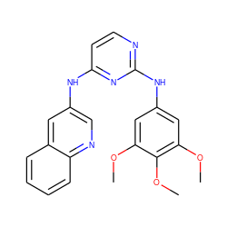 COc1cc(Nc2nccc(Nc3cnc4ccccc4c3)n2)cc(OC)c1OC ZINC000001492324