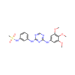 COc1cc(Nc2ncnc(Nc3cccc(NS(C)(=O)=O)c3)n2)cc(OC)c1OC ZINC000096273901