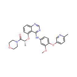 COc1cc(Nc2ncnc3cccc(O[C@H](C)C(=O)N4CCOCC4)c23)ccc1Oc1ccc(C)nc1 ZINC000029129709