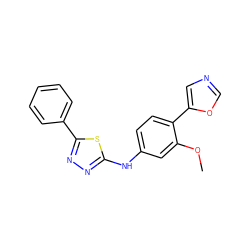 COc1cc(Nc2nnc(-c3ccccc3)s2)ccc1-c1cnco1 ZINC000013860200